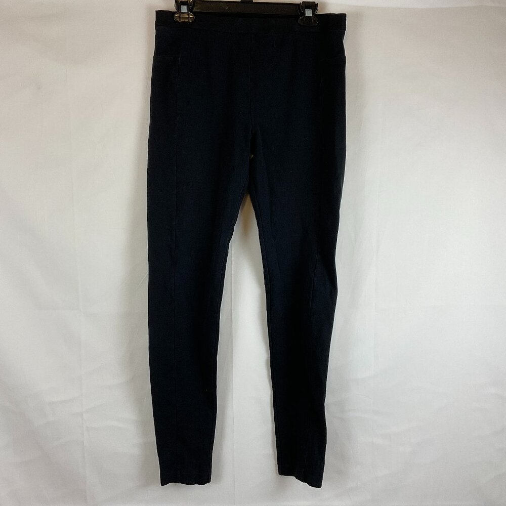 Kate Spade Saturday Pants M Blue-Black Elastic Waist Tapered Leg